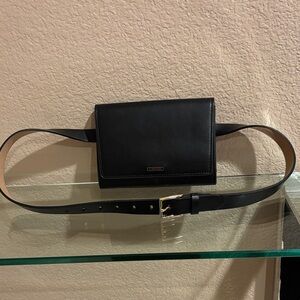 Calvin Klein Black Leather belt bag with Gold Logo
